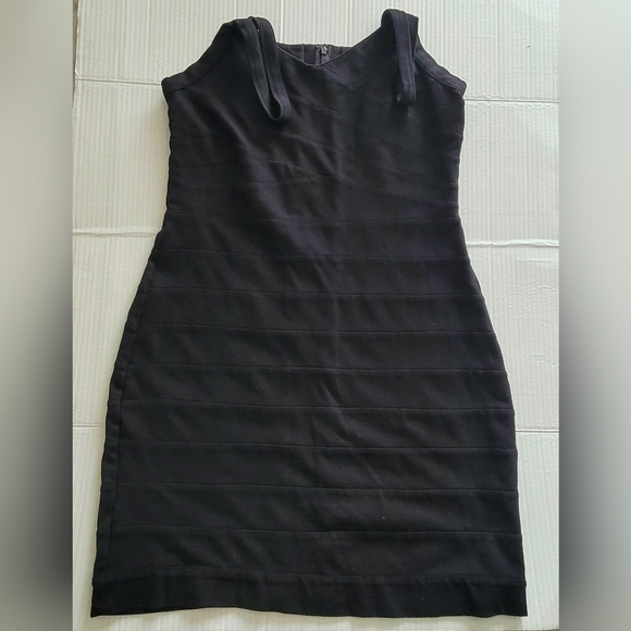 Express Sleeveless Bandage Bodycon Dress Knee Length with Zip, Size Large, Black - Picture 14 of 14
